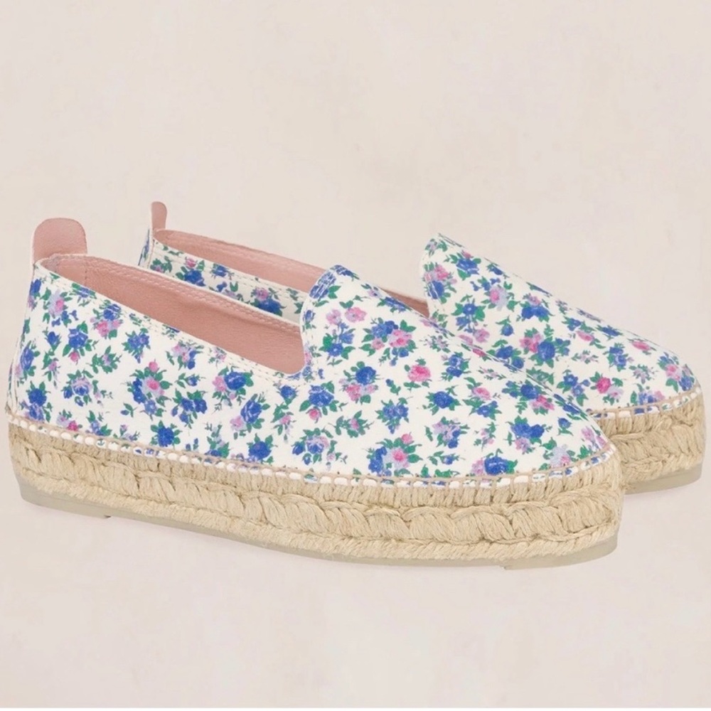 LoveShackFancy x Manebi Blue and Pink Floral Espadrilles NWT